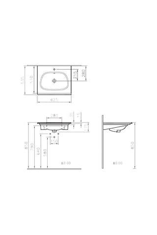 VitrA Frame 5707B403-0001 Etajerli Lavabo. 65CM. Beyaz