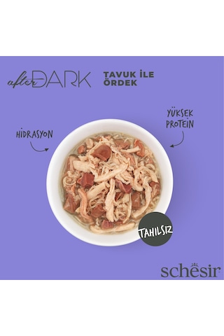 Schesir After Dark Sos İçinde Tavuk Etli Ve Ördek Etli Tahılsız Yetişkin Kedi Konservesi 80 Gr
