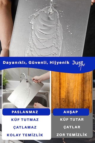 1 Adet Paslanmaz Çelik Mutfak Kesme Tahtası Et Sebze Doğrama Tahtası Gümüş
