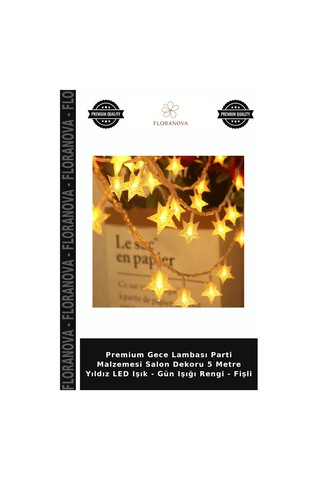 Premium Gece Lambası Parti Malzemesi Salon Dekoru 5 Metre Yıldız Led Işık - Gün Işığı Rengi - Fişli Çok Renkli