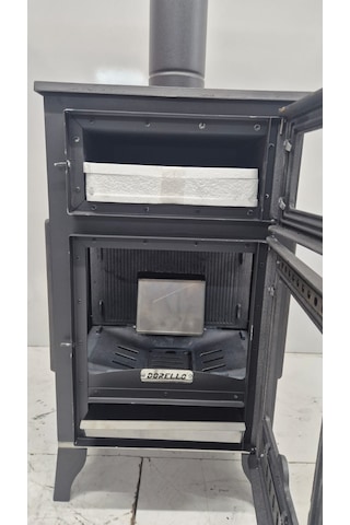 Pelet Soba Camlı Kuzine Tipi Sobası Fırınlı, Yüksek Verimli