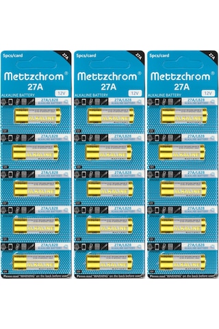 Mettzchrom 27a 12v Alkalin Pil 15 Adet Oto Ve Kapı Kumanda Pili