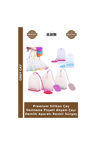 Premium Silikon Çay Demleme Poşeti Akşam Çayı Demlik Aparatı Renkli Süzgeç Çok Renkli