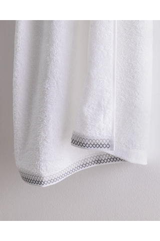 Madame Coco Topaze Pamuklu Banyo Havlusu - Beyaz/gri - 70x140 Cm 8684427297278