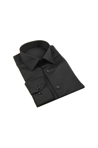 Deepsea Siyah Slim Fit Erkek Gömlek Kolay Ütülenen Nefes Alan Kumaş, Dört Mevsim Şıklık 2608515 Siyah