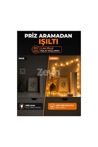 5 Metre Pilli Peri Led Işık Gün Işığı Dekoratif Tel Aydınlatma 2 Aa Kalem Pil İle Çalışan Oda Süsü Sarı