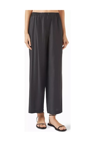 12storeez Takisada Satin Pants, Hafif Ve Yumuşak Pijama Stil Pantolon Siyah