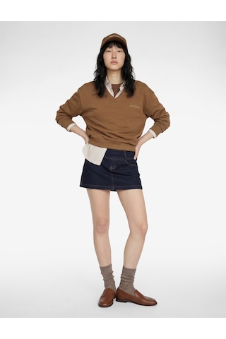 Koton Şardonlu Uzun Kollu Gömlek Yaka Rahat Kalıp Nakışlı Sweatshirt Vizon 6sal10558ık