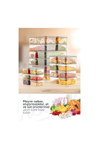 Vienev Buzdolabı Düzenleyici Organizer Mikrodalgaya Uygun Difriz Saklama Kabı Mint 24' Lü Mint