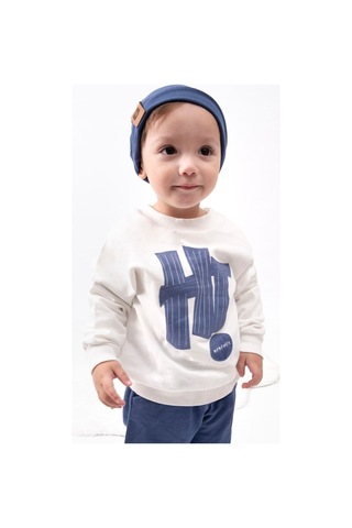 Hi Baskılı Bereli Armalı Oversize Erkek Bebek Takım Lacivert