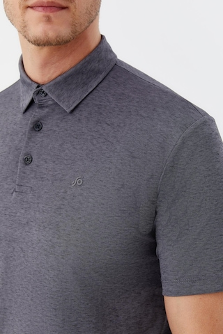 Sabri Özel Erkek Gri Dar Kesim Slim Fit Pamuklu Dokuma Düğmeli Polo Yaka Tişört Siyah