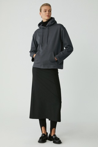 Ethıquet Pıper Kadın Içi Polarlı Yumuşacık Comfort Fit Kapüşonlu Kanguru Cepli Antrasit Sweatshirt