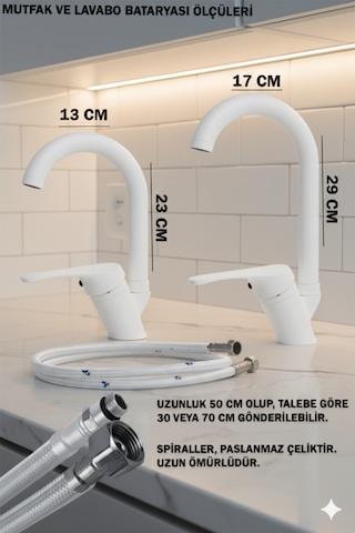6901 Mutfak Lavabo Banyo Bataryaları Robot Duş Seti Aksesuarlar Siyah Beyaz Gold Krom Renkler Beyaz