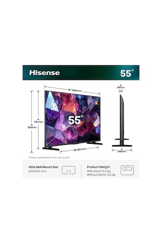 Hisense 55E7S Pro 55" 139 Ekran Uydu Alıcılı Smart 4K UHED VIDAA HI-QLED TV