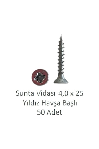 Adilon Sunta Vidası, 4,0 X 25 Mm, 50 Adet, Yhb Vida 4 x 25