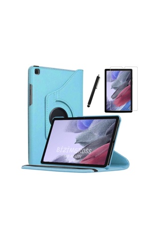 Samsung Galaxy Tab A7 Lite Sm T220 T225 Dönebilen Tablet Kılıfı + Ekran Koruyucu + Kalem Set 8.7 Inç Kapaklı Kılıf
