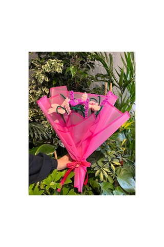 Şönil Lilyum Buketi El Yapımı Şıklık Pembe - 870245051 Pembe