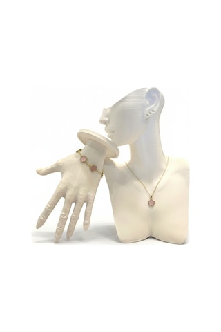 Yonca Kolye Ve Bileklik Set Pembe