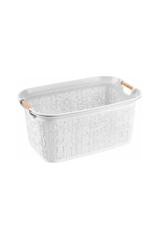Woow Çamaşır Sepeti - Çamaşır Sepeti - Plastik Sepet 30 Lt - Beyaz Beyaz
