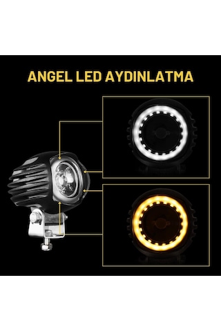 Nukrotech 2 Adet Set City 15w Motosiklet Sis Farı Angel Led Çerceveli