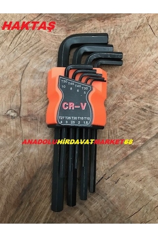 Haktaş Crv Çelik Uzun Alyan Takımı Allen Anahtar Alyan Seti 9Parç