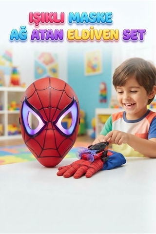 Örümcek Adam Maske Ve Ağ Atan Eldiven Seti Kahramanlık Zamanı Spider - Man
