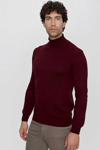 Morven Basic Dinamik Fit Rahat Kesim Balıkçı Yaka Triko Kazak 99kc017003752 Koyu Bordo