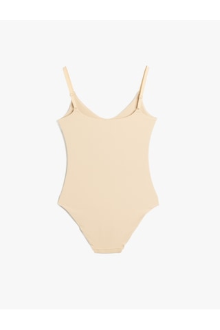 Koton Vücudu Saran Nefes Alan Kumaş Rahat Kalıp İnce Askılı Çıtçıtlı Bodysuit Ten Rengi 5slk00002mk