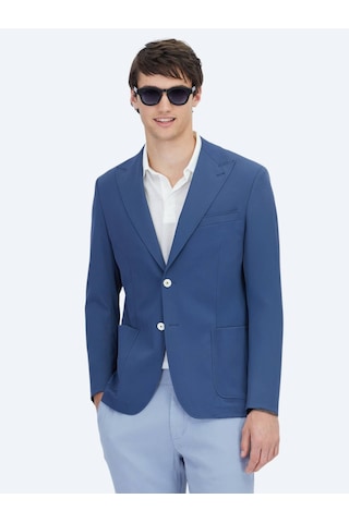 İndigo Desenli Modern Fit Ceket İndigo