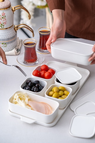 Acar Pure White Porselen Kapaklı Kahvaltılık 6'lı Beyaz