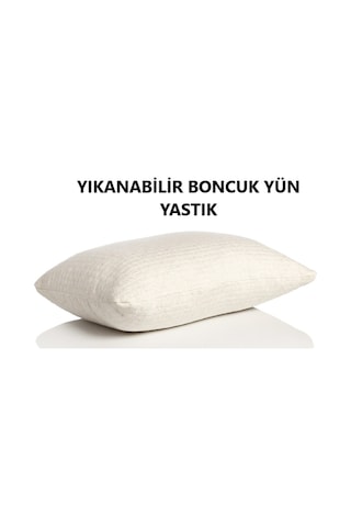 Yıkanabilir Boncuk Doğal Yün Yastık Krem