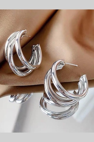 By Zeyna Aksesuar Kadın Vip Seri Ay Model Küpe Zrk00588-5049 Gümüş