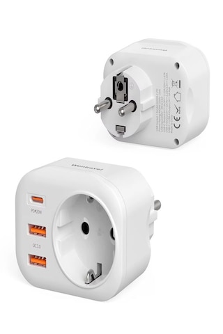 Ac-115 2500w 3.4a 2usb 1type-c 1soket Akım Korumalı Şarj Adaptörü