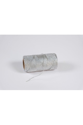 Gümüş Renkli Dekoratif İp - 100 M, Hediye Paketleme, Süsleme Ve El İşi Malzemesi, Dıy İpi
