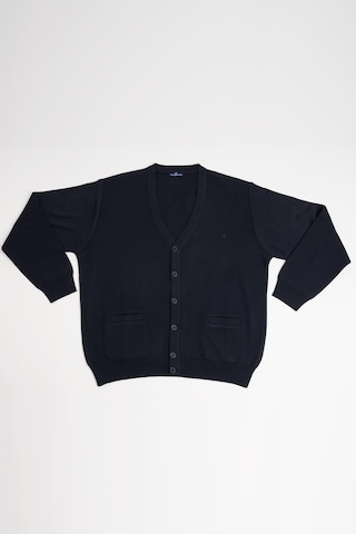 Ön Cepli V Yaka Battal Büyük Boy Düğmeli Yünlü Triko Hırka Lacivert