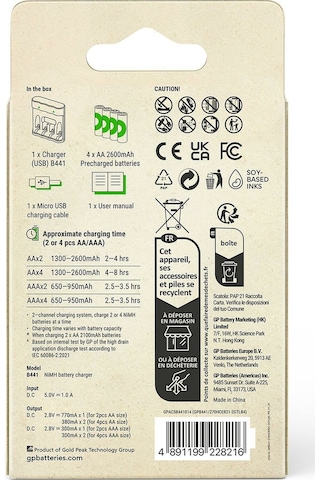 Gp B441-270hcer21-2gtlb4 2600 Mah Kalem Pilli Usb Şarj Cihazı 4 Lü