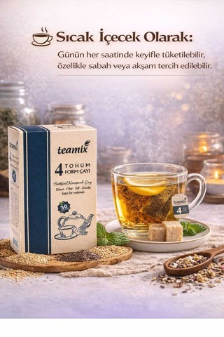 " Grecka-teff-chia-kinoa "4 Tohum Form Çayı
