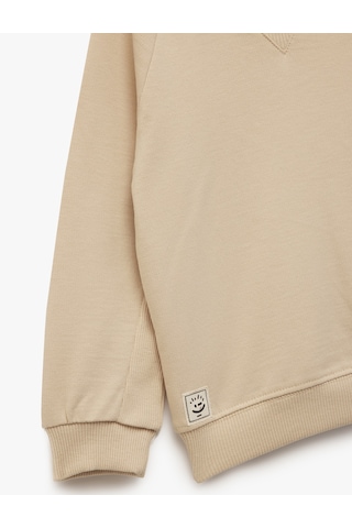Koton Pamuklu Uzun Kollu Bisiklet Yaka Basic Sweatshirt Bej 6wmb10201tk Ekru
