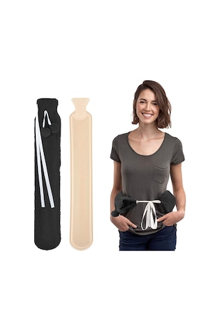 Suofeng Yumuşak Kılıflı 2l Büyük Kapasiteli Sıcak Su Torbası - Bel, Omuz Ağrıları Ve Soğuk Terapi İçin 112 Karakter Siyah