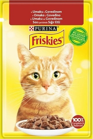 Purina Friskies Sığır Etli Pouch Yetişkin Kedi Yaş Maması 6 x 85 G
