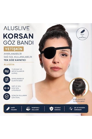 Aluslive Aluslıve Korsan Göz Bandı Yetişkin Ayarlanabilir Sağ Sol Kullanılabilir Tek Göz Kapatıcı Alus014 Diğer