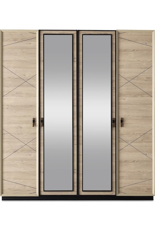 Vega 4 Kapaklı Modern Aynalı Elbise Dolabı Gardrop 180x50x200cm