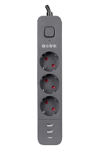 S-link Spg03u 1.5 M 3'lü Anahtarlı Akım Korumalı Priz