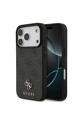 Apple iPhone Uyumlu 18 Pro Kılıf Guess Lisanslı M-safe Şarj Özellikli Small 4g Classic Kapak Siyah