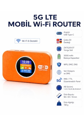 Taşınabilir Modem Mobil Wifi-5g Lte 3.000mah Batarya 300mbps Taşınabilir Router Wifi 6 Destekli Sım Kartlı Hotspotçoklu Kullanıcı Desteği