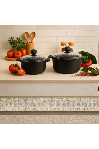 Kristal İkili Derin Tencere 20 - 24 Cm Siyah