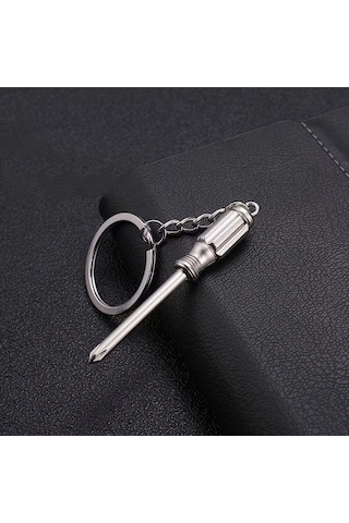 Tornavida Şekil Paslanmaz Metal Anahtarlik Çok Renkli