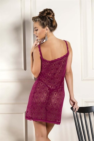 Moon Wear Devore Transparan Babydoll String Takım Bordo 31842 Bordo