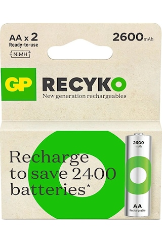 Gp Recyko 2700 Aa Kalem Ni-mh Şarjlı Pil 1.2 Volt 2li Kart