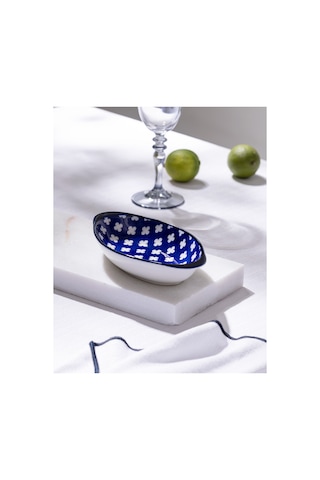 Madame Coco Reve Bleu Raye Oval Tabak - 19 Cm - Mavi/beyaz 8684427225271 Çok Renkli